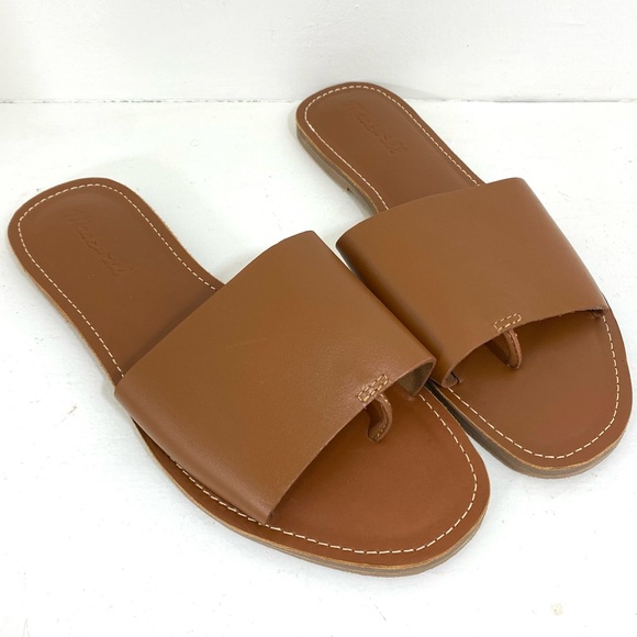 Madewell Shoes - NEW Madewell Boardwalk Post Slide Sandal in English Saddle Leather Slip On 7.5